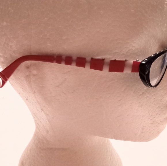 Betsey Johnson Handmade in Japan Cateye Eyeglass Frame Red Black White - Picture 12 of 16